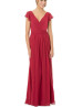 Red Pleated Chiffon Mother Of The Bride Dress